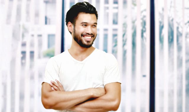 asian man with a full beard