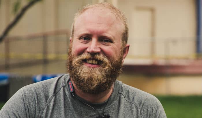 balding man with a 20 week beard