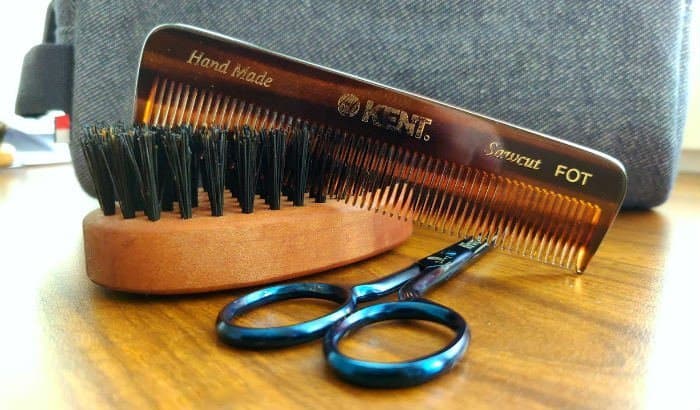 beard brush comb and scissors