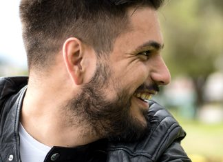 beard cowlick side profile