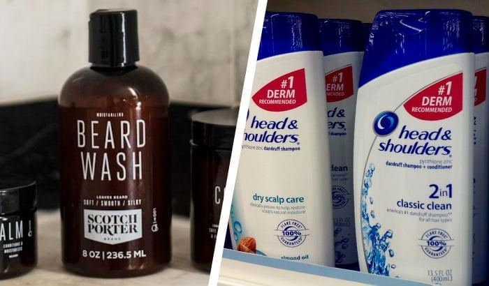 beard shampoo bottle with head and shoulders