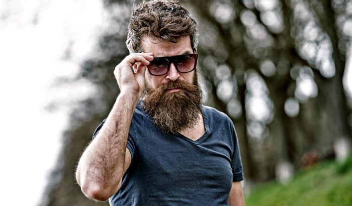 bushy beard and sunglasses