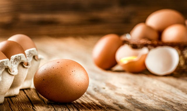 eggs on a wooden table