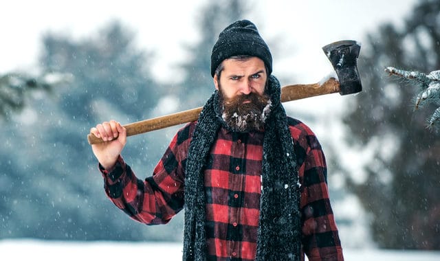 lumberjack with a beard and an axe