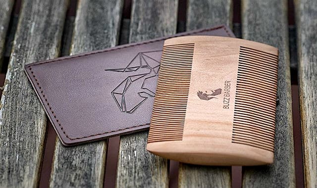 peachwood beard comb and case