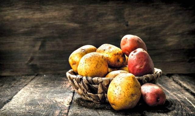 potatoes on a basket