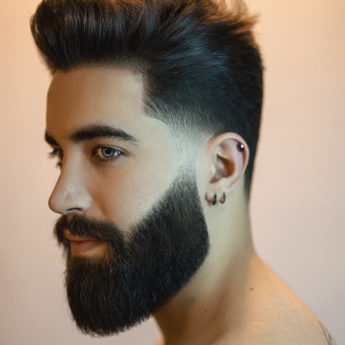 scuplted beard fade