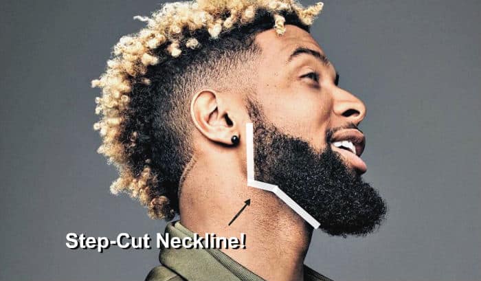 sharp step cut beard neckline