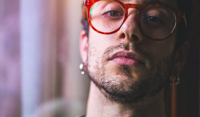 stubble beard on a square shaped face