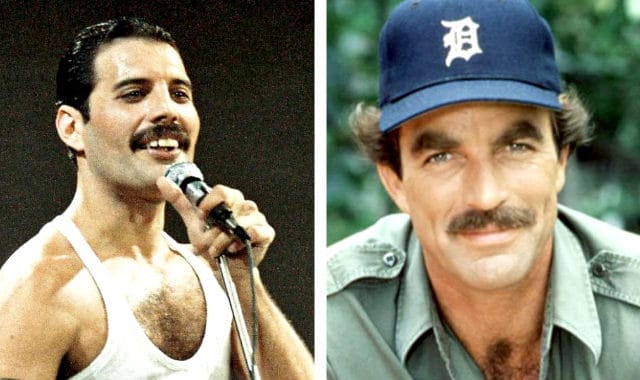 tom selleck and freddie mercury with chevron mustache styles