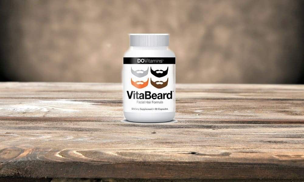 vitabeard bottle on a table