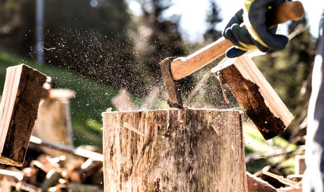 wood chopping man